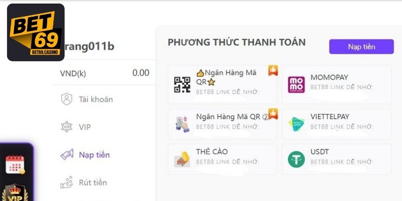 Các phương thức gửi vốn nhà cái đang áp dụng
